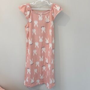 Carters Kids Easter Bunny Print Nightgown Pajamas Springtime Spring Rabbit Pink